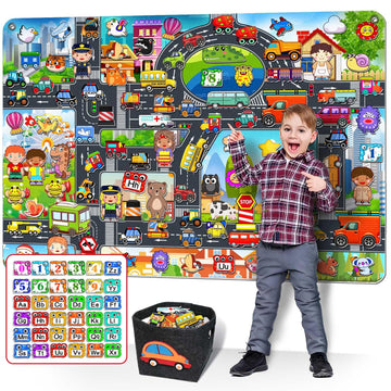 200 PCS Felt Board Story Set for Toddlers with Storage Bag City Car Traffic Themed 40 X 28 inch Teaching Wall Flannel Board Kit for Preschool Activity