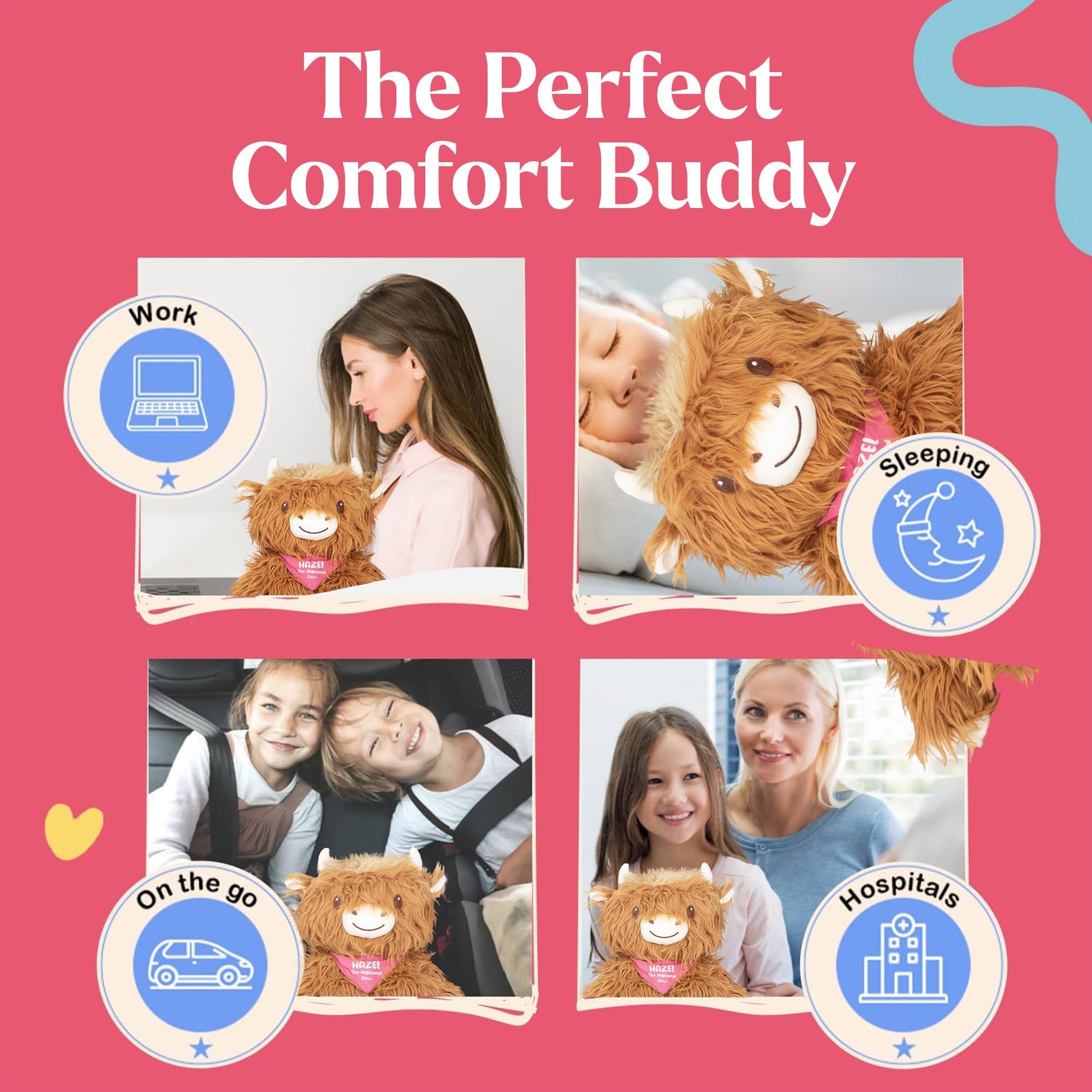 Lilly's Love Weighted Stuffed Animals for Adults & Kids - 5lb Highland Cow Plush for Anxiety, ADHD & Sensory | Machine Washable Weighted Stuffed