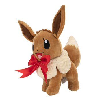 Pokèmon PKW0200 Holiday BOW-8-Inch Eevee Plush with Unique Accessory, Multi