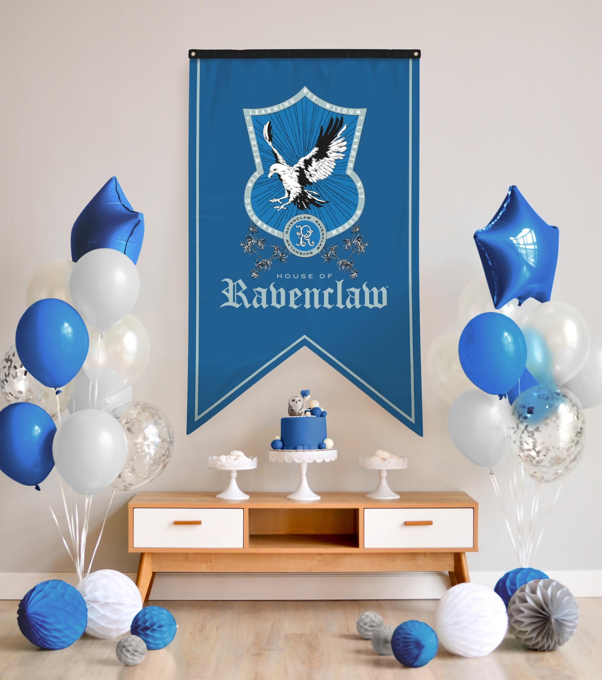 Conquest Journals Harry Potter Ravenclaw Crest Banner, 30'' x 50'' Extra Large Flag, 300D Oxford Cloth, Banners for Birthday Parties, Party Supplies
