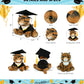 DolliBu Squat Tiger Graduation Plush Toy - Soft Tiger Plush Graduation Stuffed Animal Dress Up with Gown and Cap with Tassel Outfit - Gift