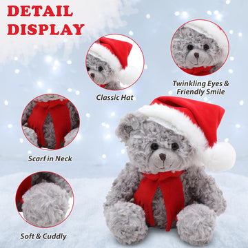 Made By Aliens Christmas Duffy Teddy Bear Stuffed Animal - Adorable Xmas Plush Toy with Hat and Scarf - Soft and Cuddly Winter Companion for Kids