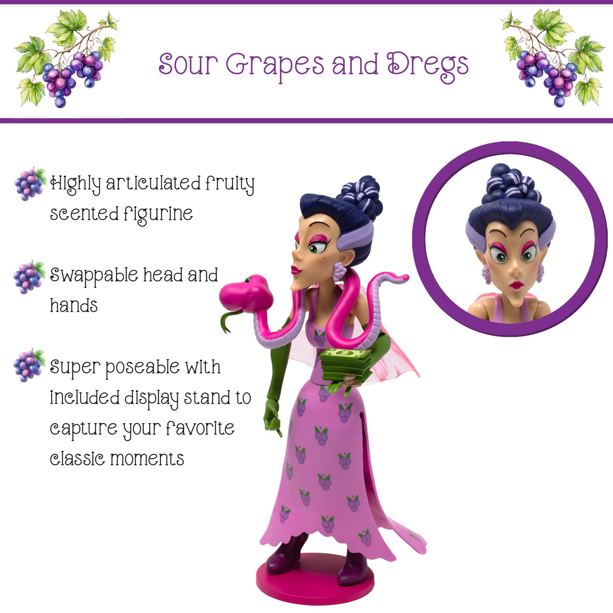 Boss Fight Studio Strawberry Shortcake Deluxe Sour Grapes Collectible Action Figure - Highly Articulated Fruity Scented Figurine with Accessories