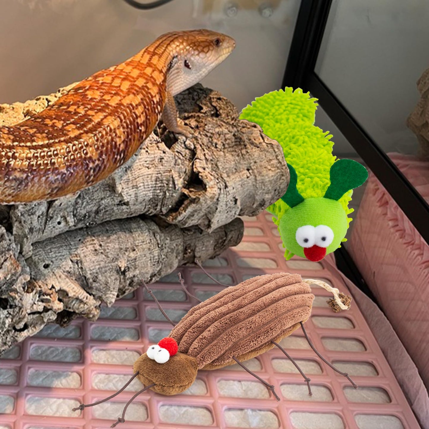 FlidRunest 2 Pack Bearded Dragon Accessories, Plush for Bearded Dragon, Interactive Bearded Dragon Simulation Stuffed for Tank, Reptile Stuffed Plush