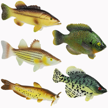 Toy Fish Factory American Angler Collection Toy Fish Set, Toy Fish Figurines, Largemouth Bass Catfish Bluegill Crappie Striper, Educational Toy, Fish