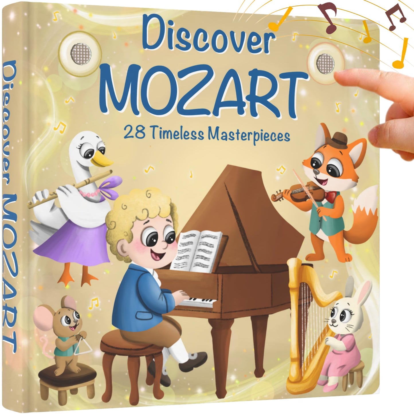 LITTLE MAESTRO Discover Mozart - 28 Timeless Masterpieces, Musical Books for Toddlers, 28-Button Music Book, Musical Toys for Toddlers 1-3