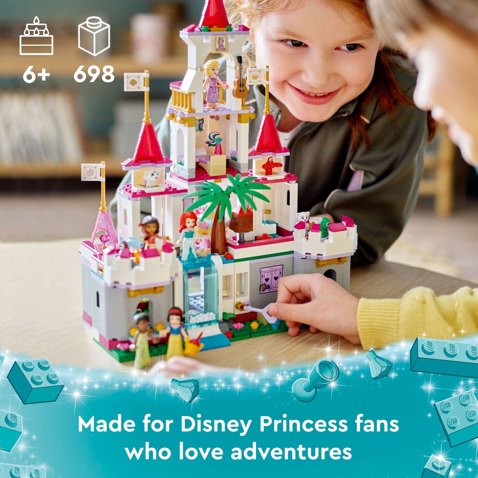 LEGO Disney Princess Ultimate Adventure Castle 43205 Building Toy with 5 Princess Mini-Dolls Including Ariel, Rapunzel and Snow White(Packaging May