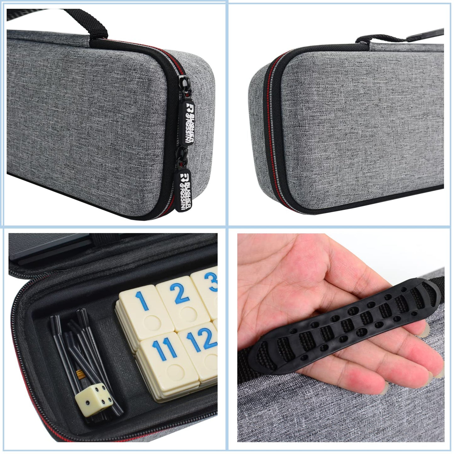 Rummy Cube Game Original Rummy Tiles Game Travel Rummy Game Set with 4 Anti-Skid Racks, Hard EVA Carrying Case, Color-Coded Numbers