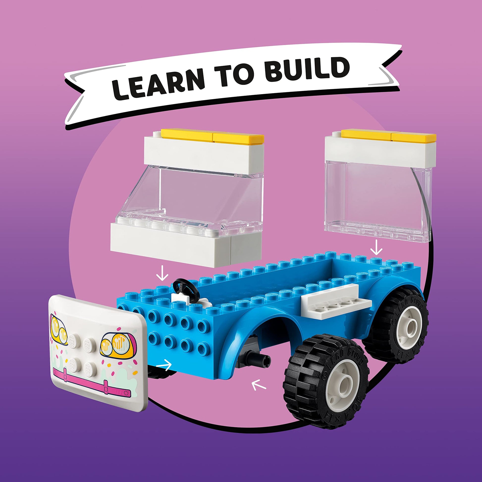 LEGO Friends Ice-Cream Truck Building Toy Pretend Play Gift for Kids Girls Boys Ages 4 and Up, Featuring Toy Van, Andrea & Roxy Mini-Dolls, Toy Dog