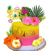 13 PCS Hawaiian Flower Cake Toppers Summer Cake Decoration with Palm Leaves and Hibiscus Flower for Hawaiian Aloha Flamingo Themed Birthday Supplies