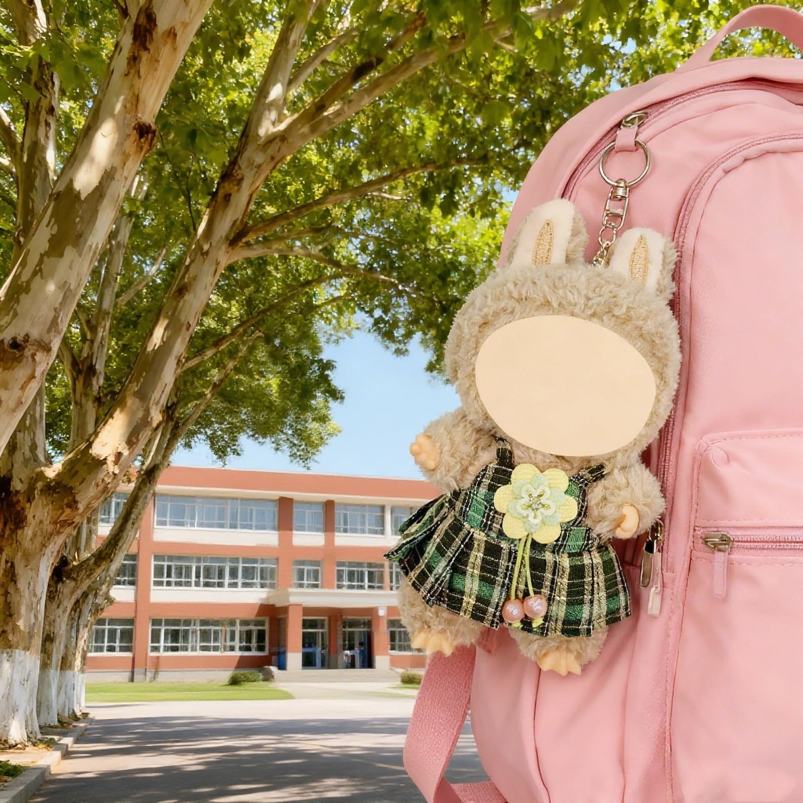 A Doll Dress,-Forest-Style Green Plaid with Flower, fits Most 17cm,just are Dolls Accessories,for Labubu?No Dolls? (Forest)