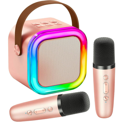 Mini Karaoke Machine KTV Machine for Kids Mini Karaoke Machine with 2 Wireless Microphones,Karaoke Machine for Kids High Sound Quality Kids Karaoke