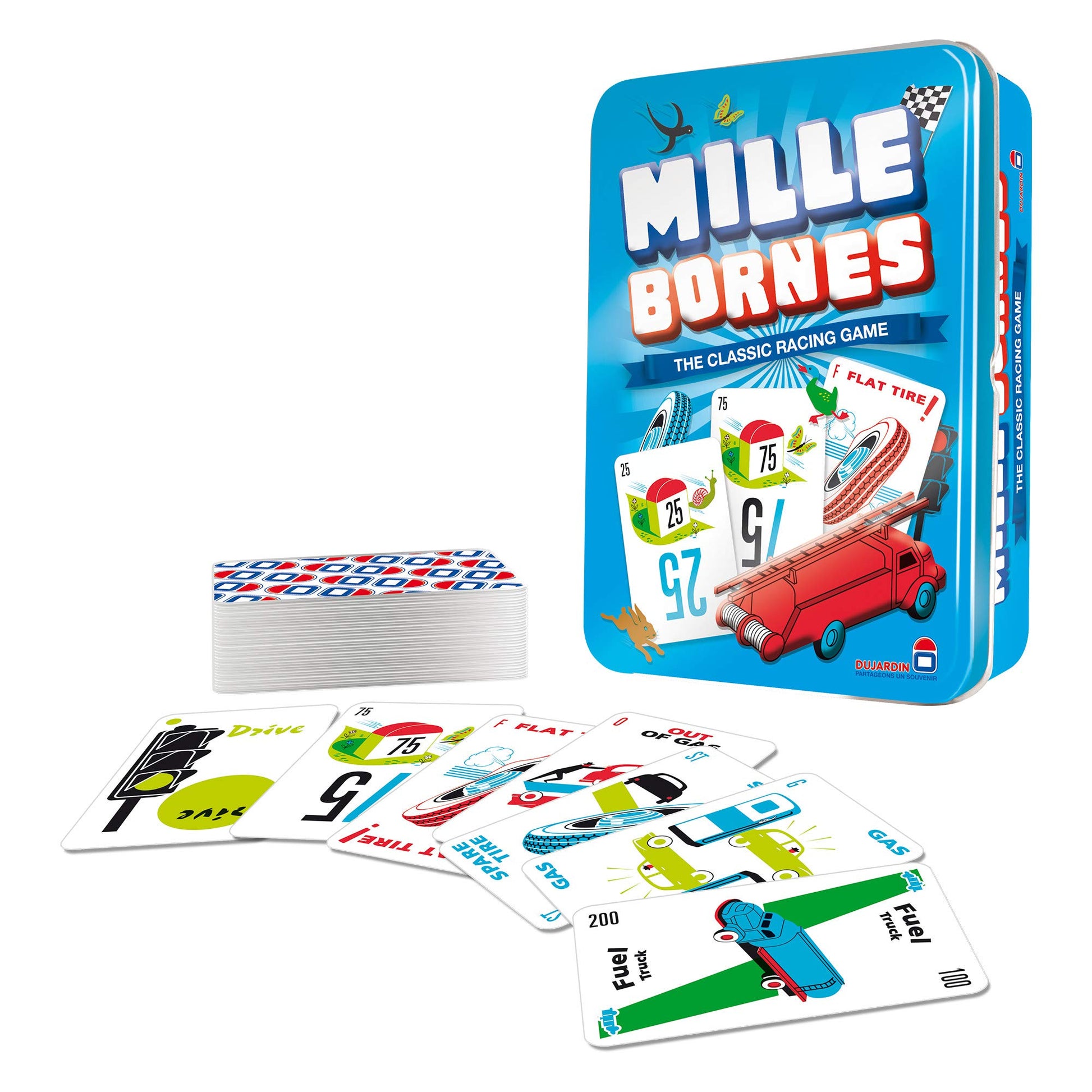 Asmodee Mille Bornes Classic Racing Card Game - Fast-Paced Family Strategy Game for Ages 7+, 2-6 Players, 20 Minute Playtime