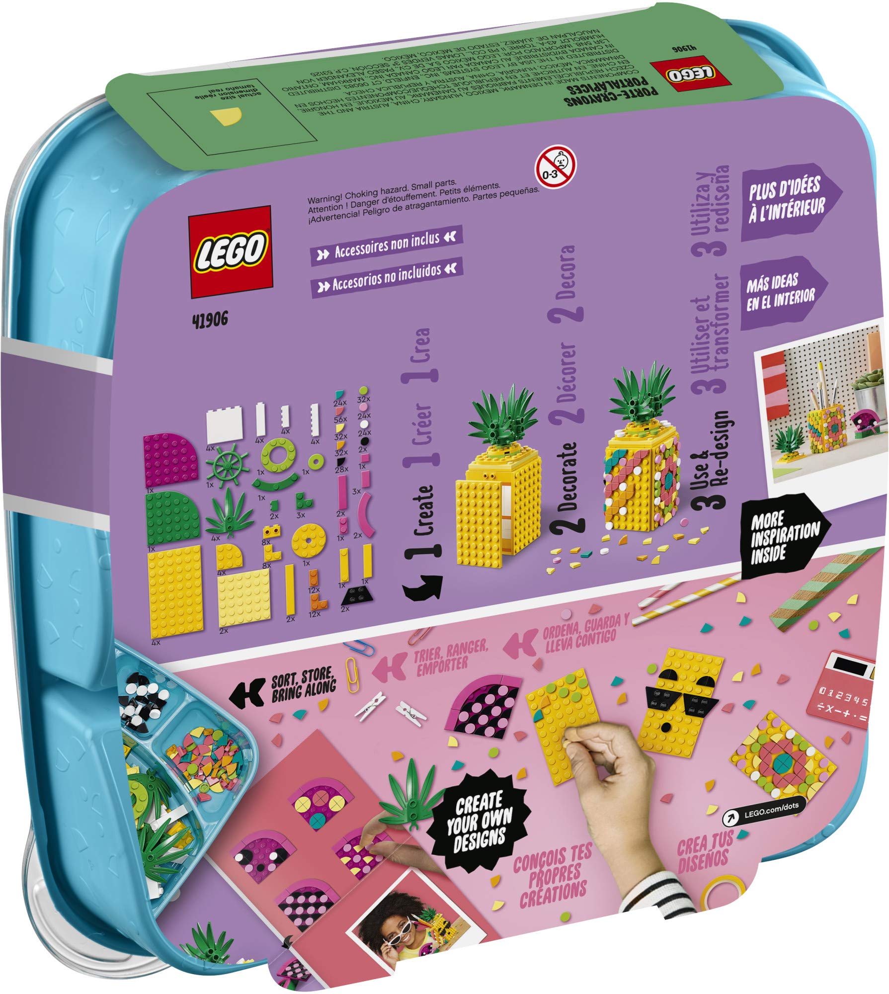 LEGO DOTS Pineapple Pencil Holder 41906 DIY Craft Decorations Kit, A Fun Craft kit for Kids who Like Arts and Crafts Projects, That Also Makes a Great