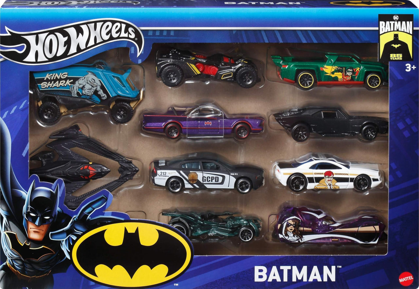 Hot Wheels Toy Cars, 10-Pack of Batman-Themed 1:64 Scale Die-Cast Vehicles, Popular Hero, Sidekick & Villain Castings from The Global Franchise