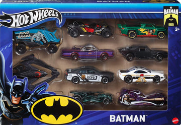 Hot Wheels Toy Cars, 10-Pack of Batman-Themed 1:64 Scale Die-Cast Vehicles, Popular Hero, Sidekick & Villain Castings from The Global Franchise