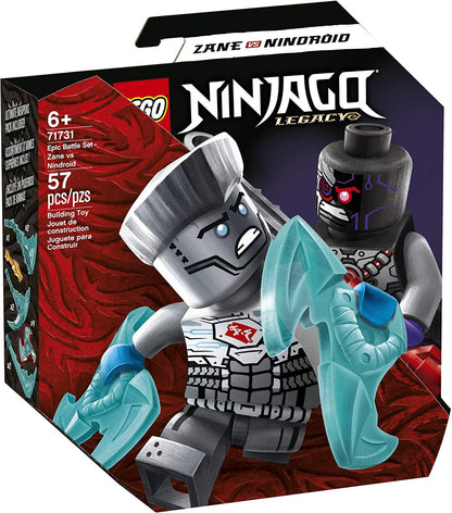 LEGO NINJAGO Epic Battle Set - Zane vs. Nindroid 71731 Building Kit; Ninja Toy Playset Featuring a Spinning Battle Toy, New 2021 (56 Pieces)