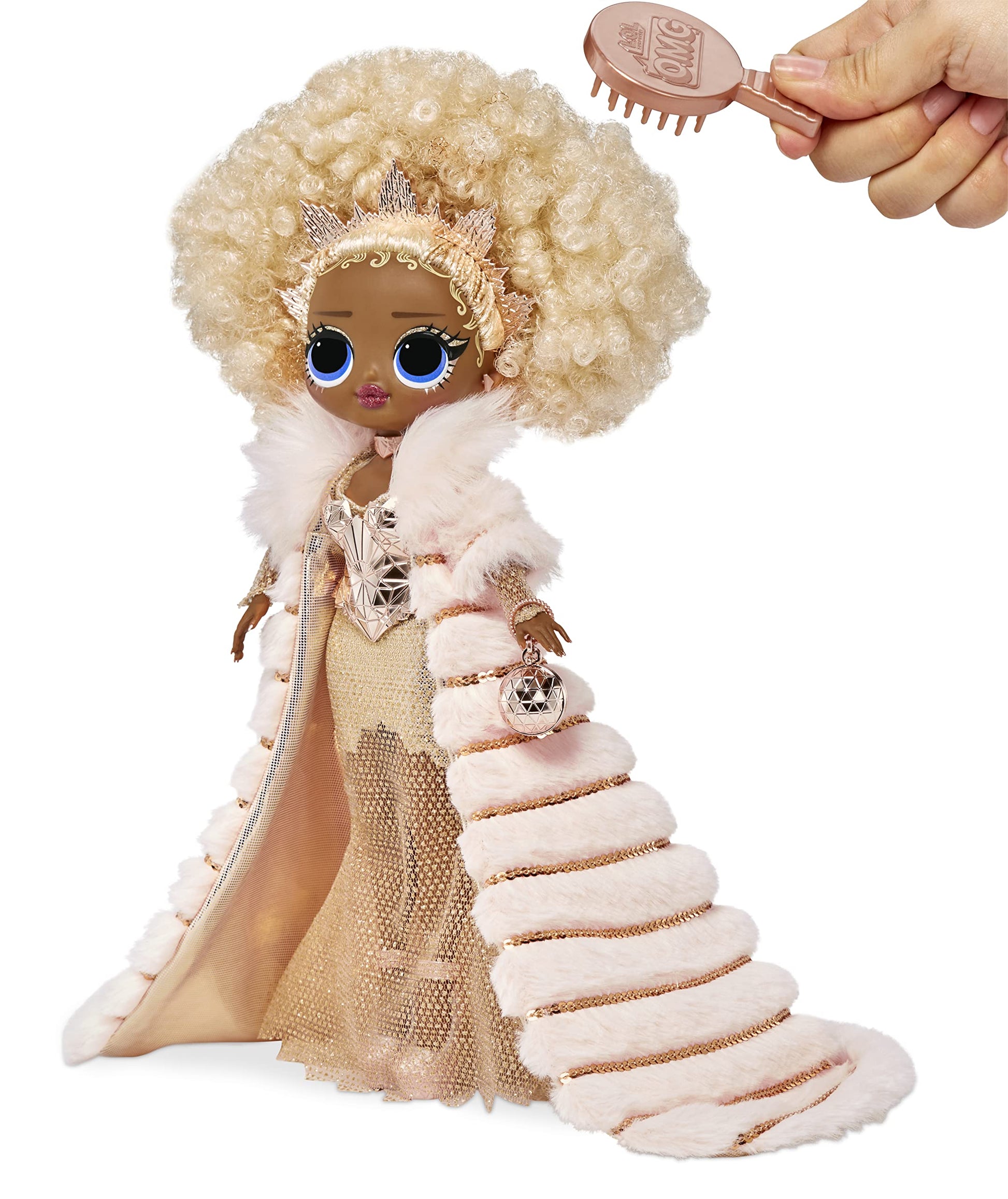 L.O.L. Surprise! Holiday OMG 2021 Collector NYE Queen Fashion Doll with Gold Fashions, Accessories, New Year's Celebration Outfit, Light Up Stand