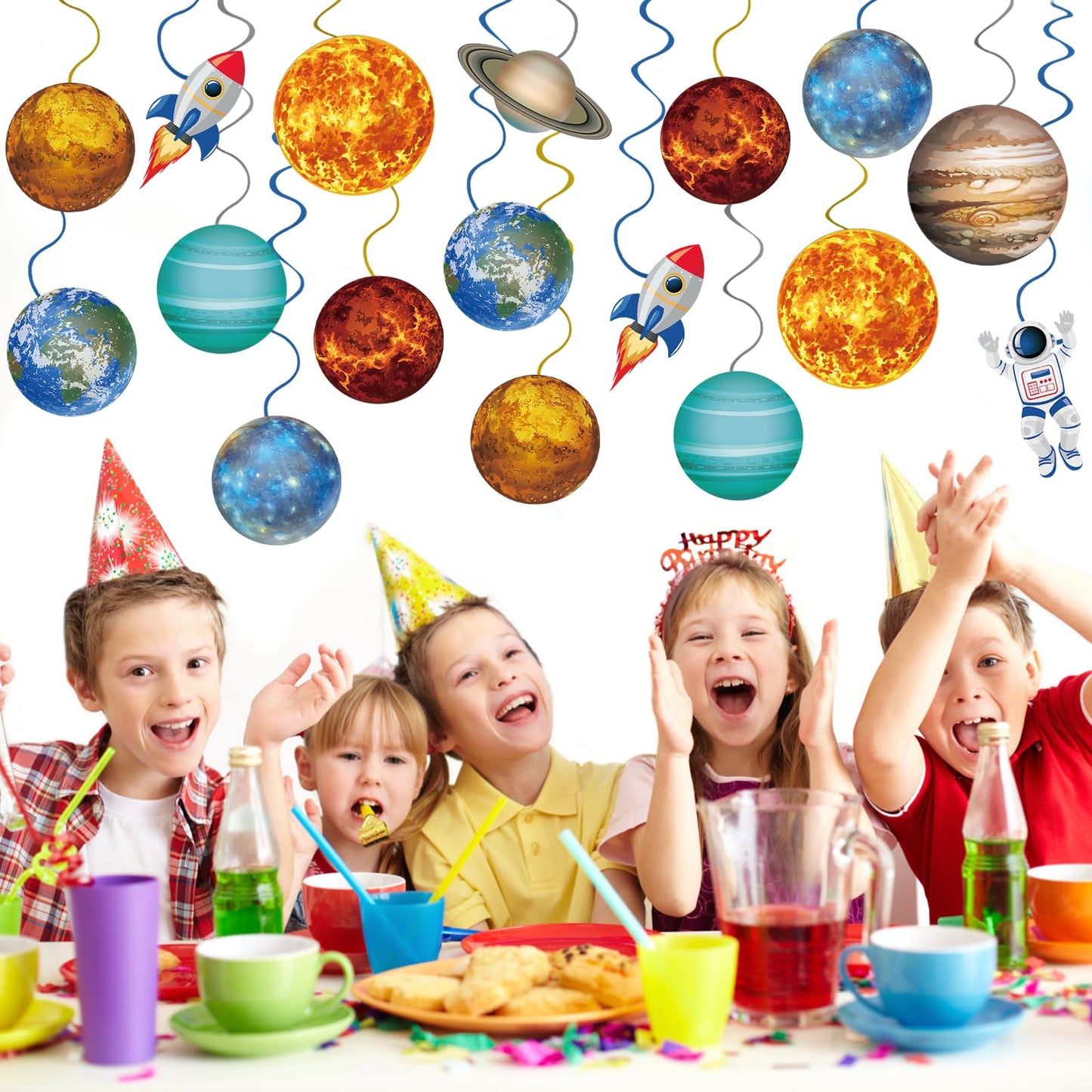 40Pcs Solar System Hanging Swirl Decorations, Outer Space Party Ceiling Hanging Swirls Space Themed Party Swirls Streamers for Space Themed Birthday