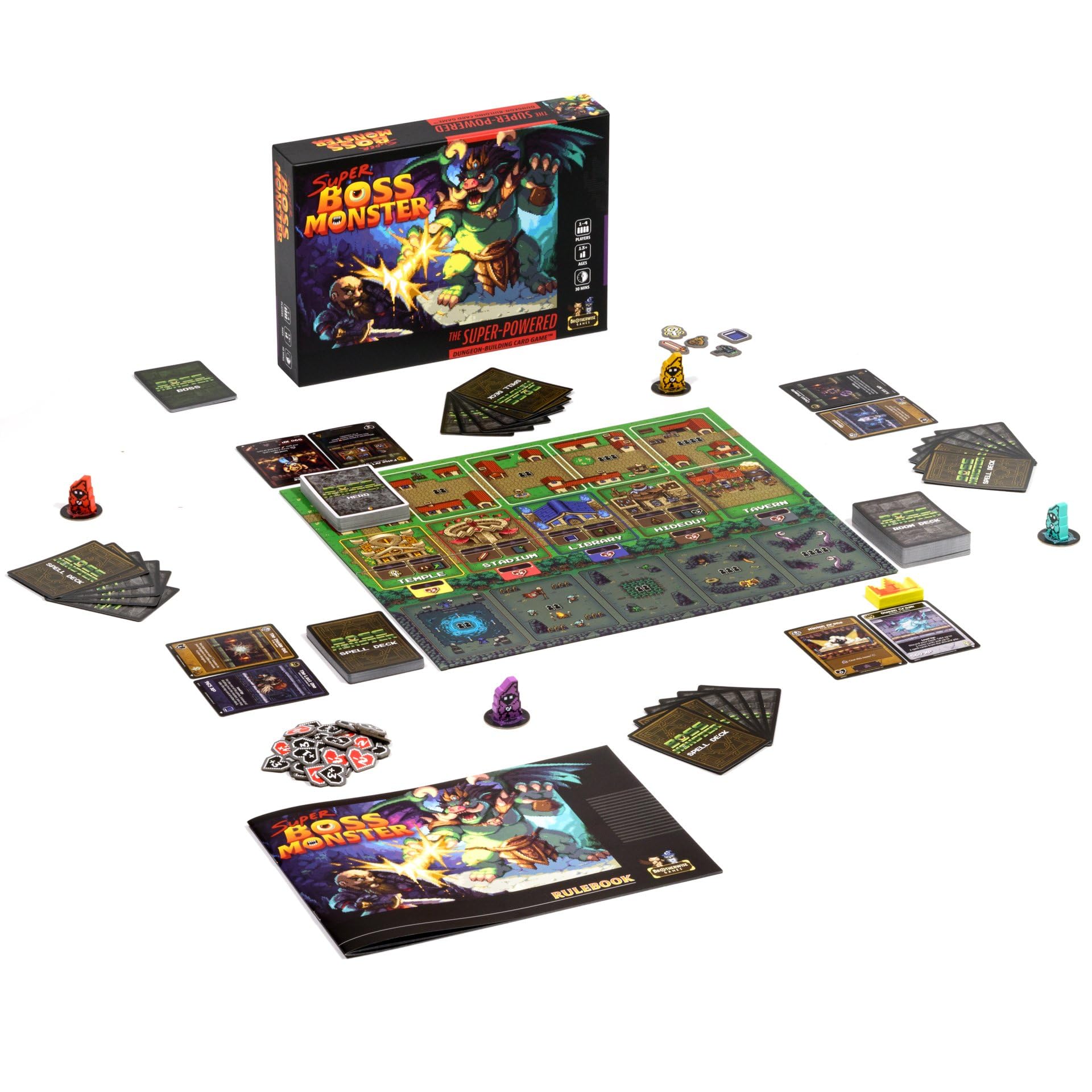 Super Boss Monster by Brotherwise Games | Dungeon-Building Strategy, Drafting Rooms, Luring Heroes, Single-Player & Multiplayer Fun | for 1-4 Players