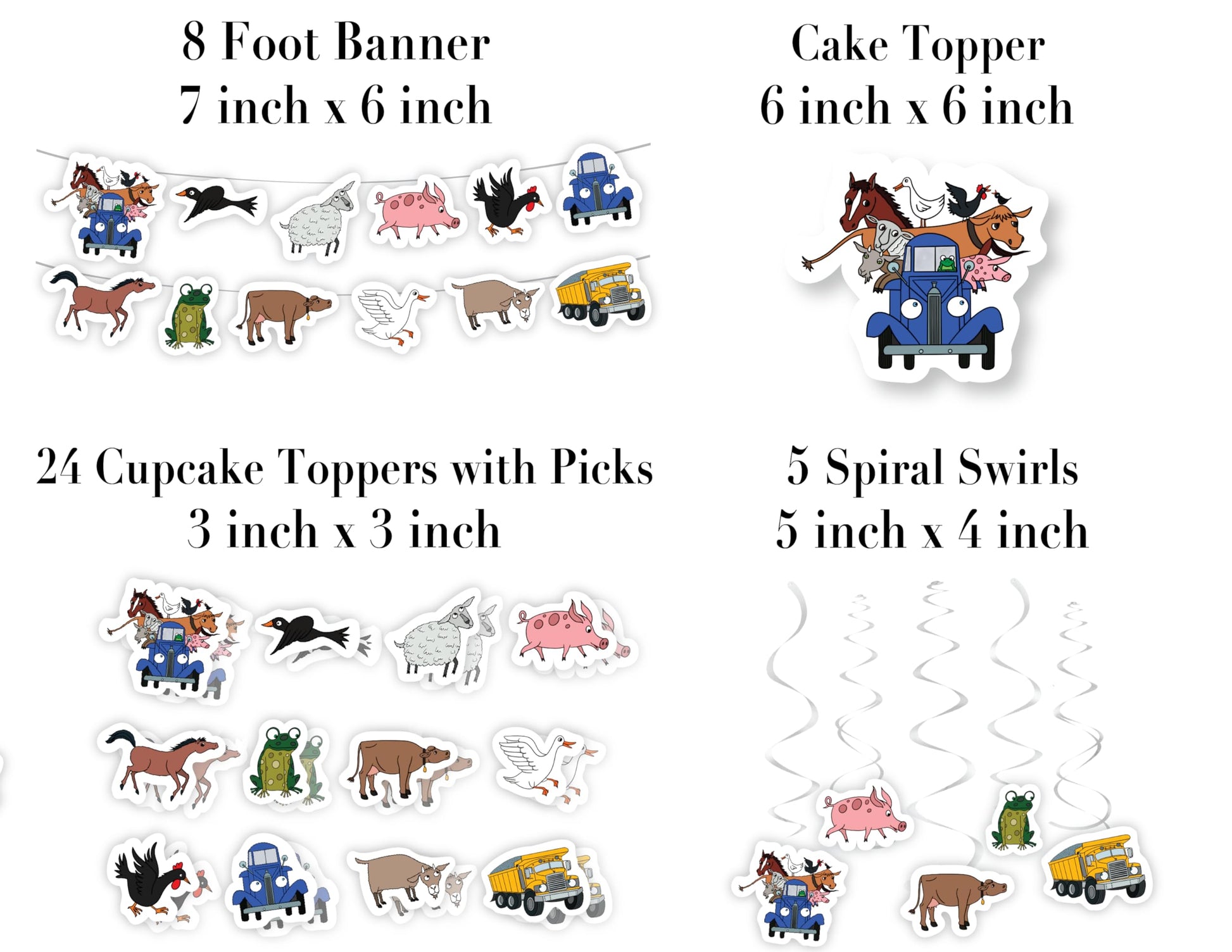 Blue Truck Birthday Decorations Cake Cupcake Toppers Farm Animals 42 Pcs