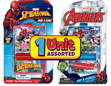 JA-RU Marvel Avengers & Spiderman Pinball Game Toy (1 Unit Assorted) Portable Mini Handheld Game for Kids. Classic Arcade Retro Games. Party Favors