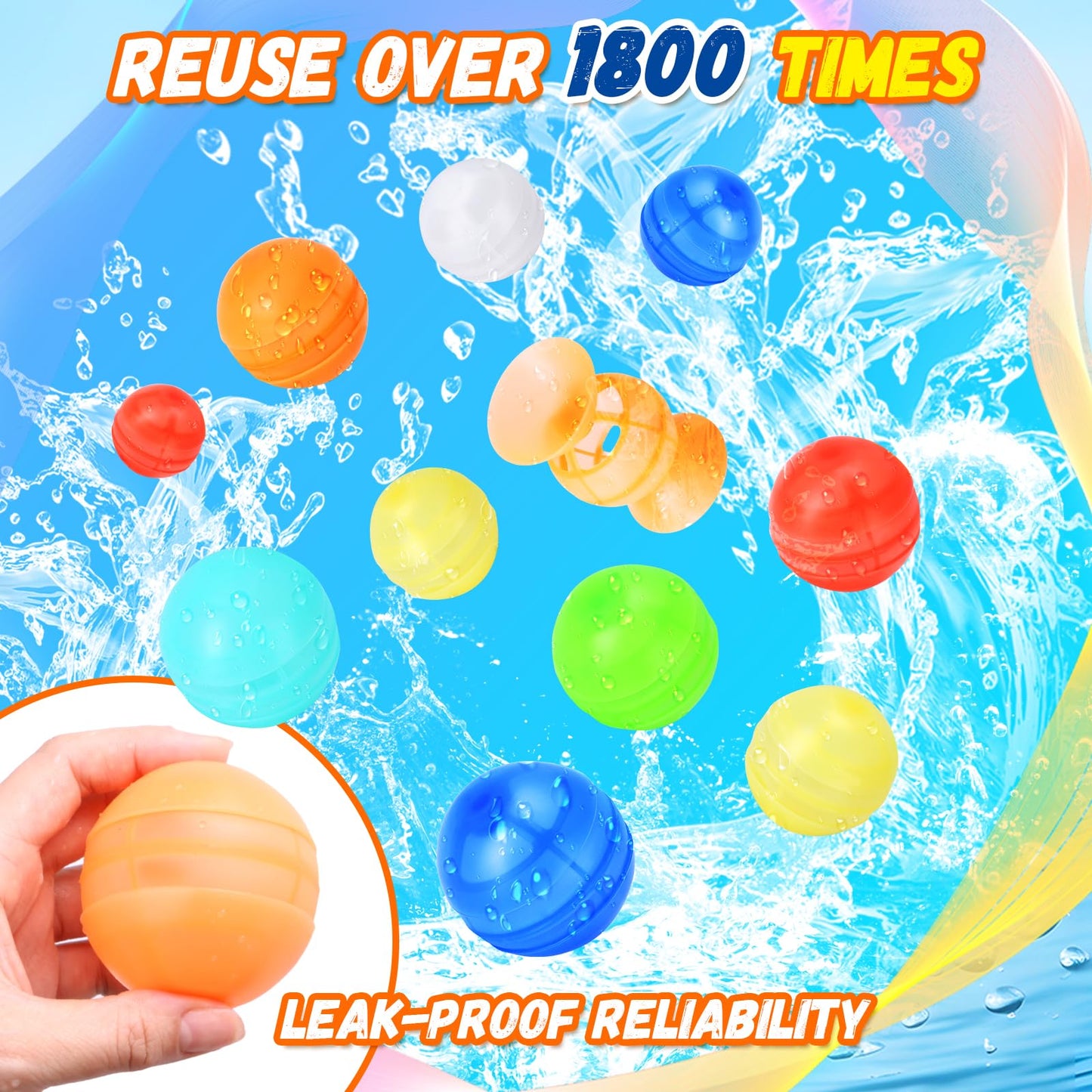 Reusable Water Balloons, 12 Pcs Self-Sealing Quick Fill Silicone Water Bombs, One-Hand Easy Fill Refillable Summer Pool Toys Easter Gifts for Kids