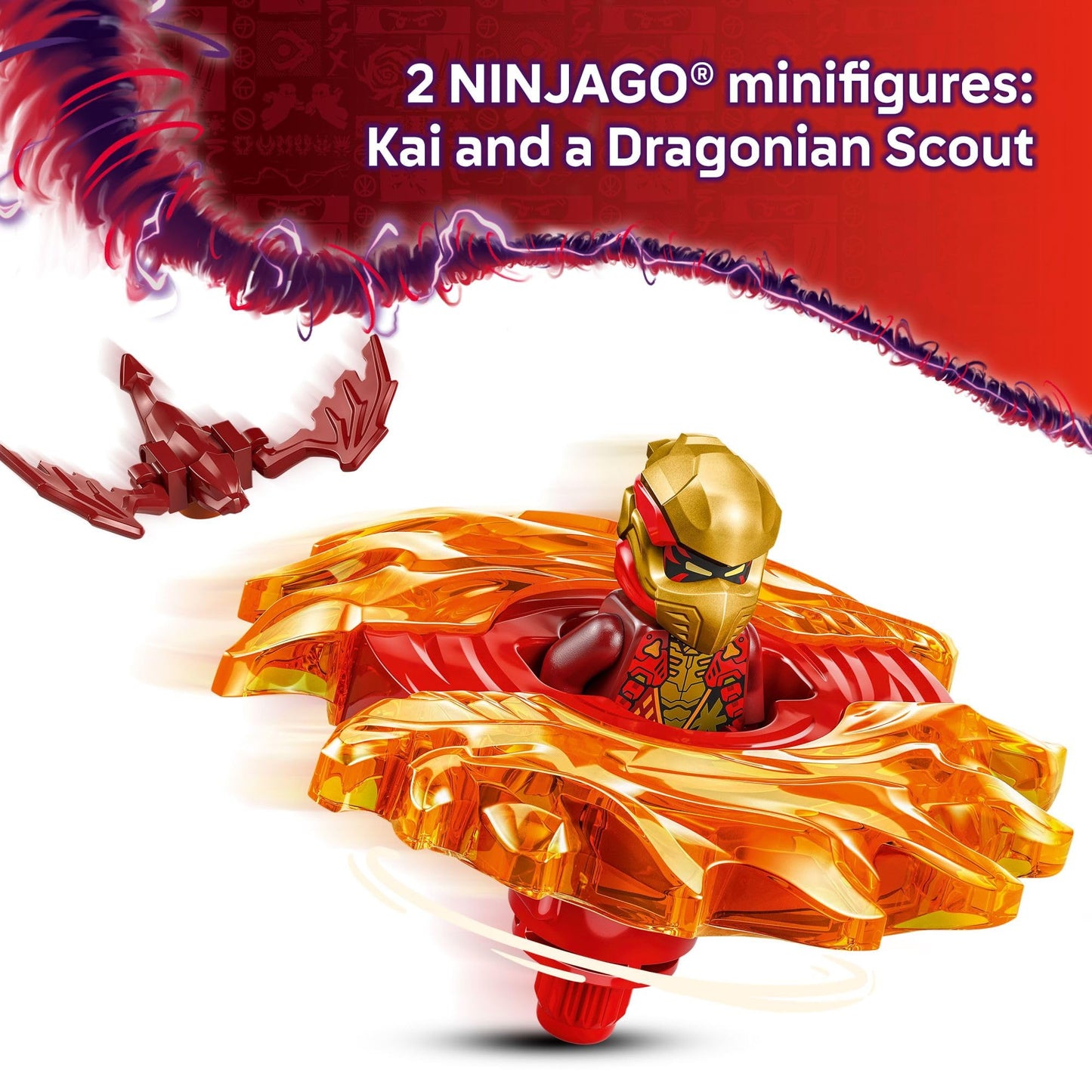LEGO NINJAGO Kai's Dragon Spinjitzu Spinner - Spinning Blade Battle Building Toy for Kids, Boys and Girls, Ages 6+ - with 2 Minifigures - Gift Idea