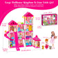 Rongmeiz 4-Story Doll House Large DIY Playhouse for Girls, Little Girl Dream House with Furniture, Animals Play Area & 2 Princesses Slide, Creative