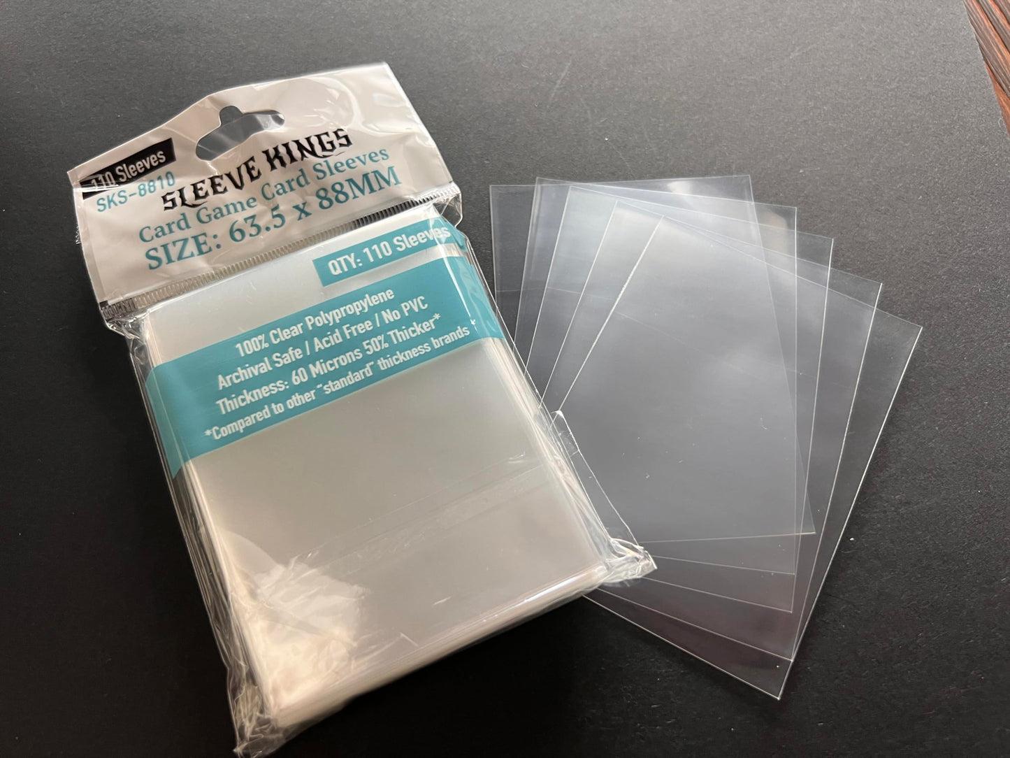 Sleeve Kings Card Sleeves 63.5x88mm Standard Size - Clear Polypropylene, 60 Micron, 440 Standard Board Game Card Sleeves Board - SKS-8810X4