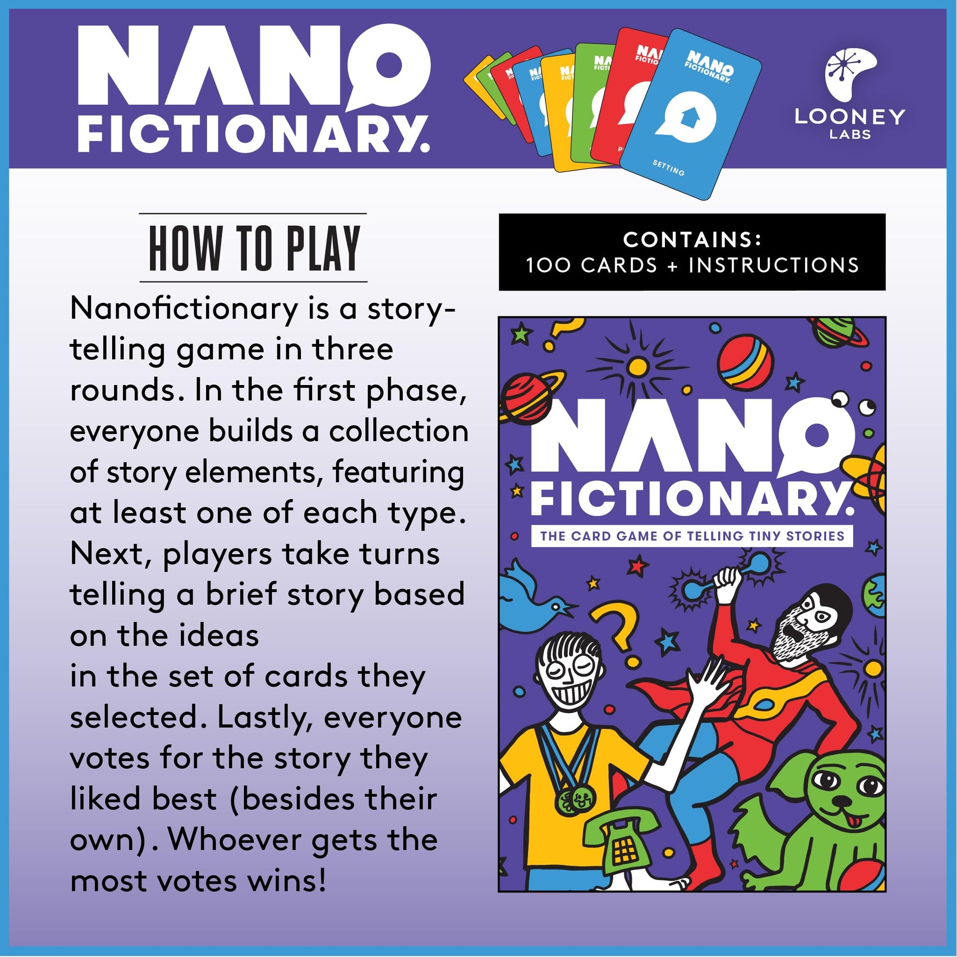 Looney Labs Nanofictionary Card Game - Creative Storytelling for All Ages