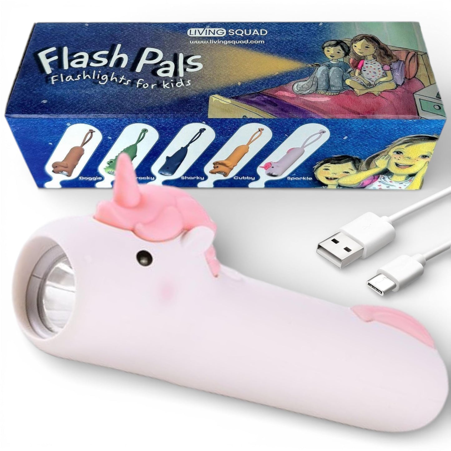 Rechargeable Unicorn LED Flashlight for Girls - Magical Silicone Kids Toy Light, Eye-Protection Dimmable 3 Modes, USB-C Charging, Small Handheld