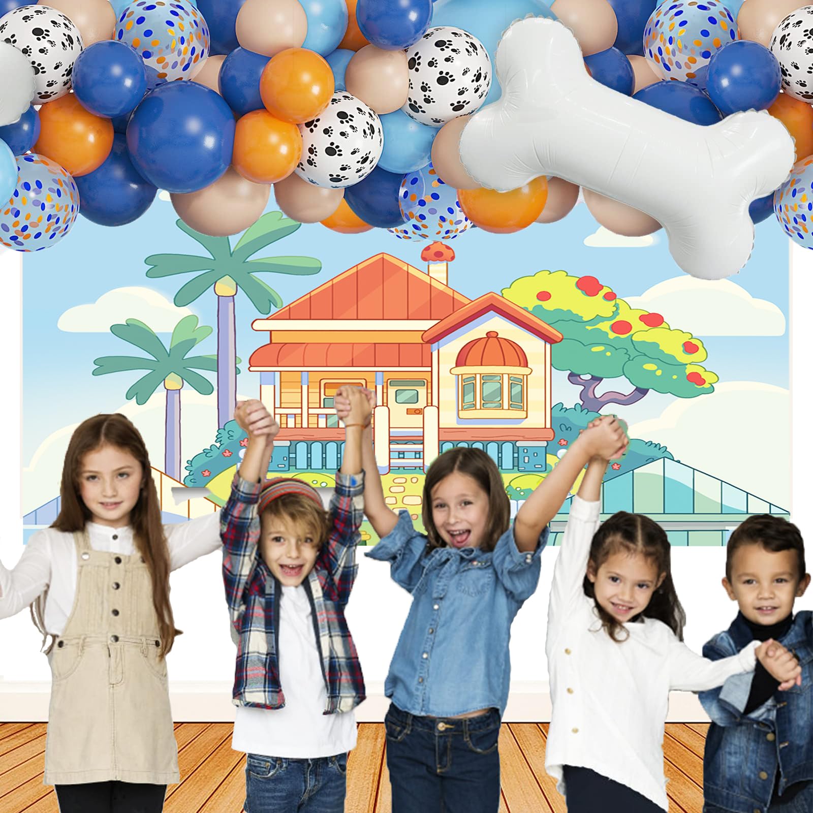 Blue Dog Birthday Party Supplies,Cartoon Blue Dog Theme Party Decorations Banner, Happy Birthday Banners Backdrop?5 x 3 ft?