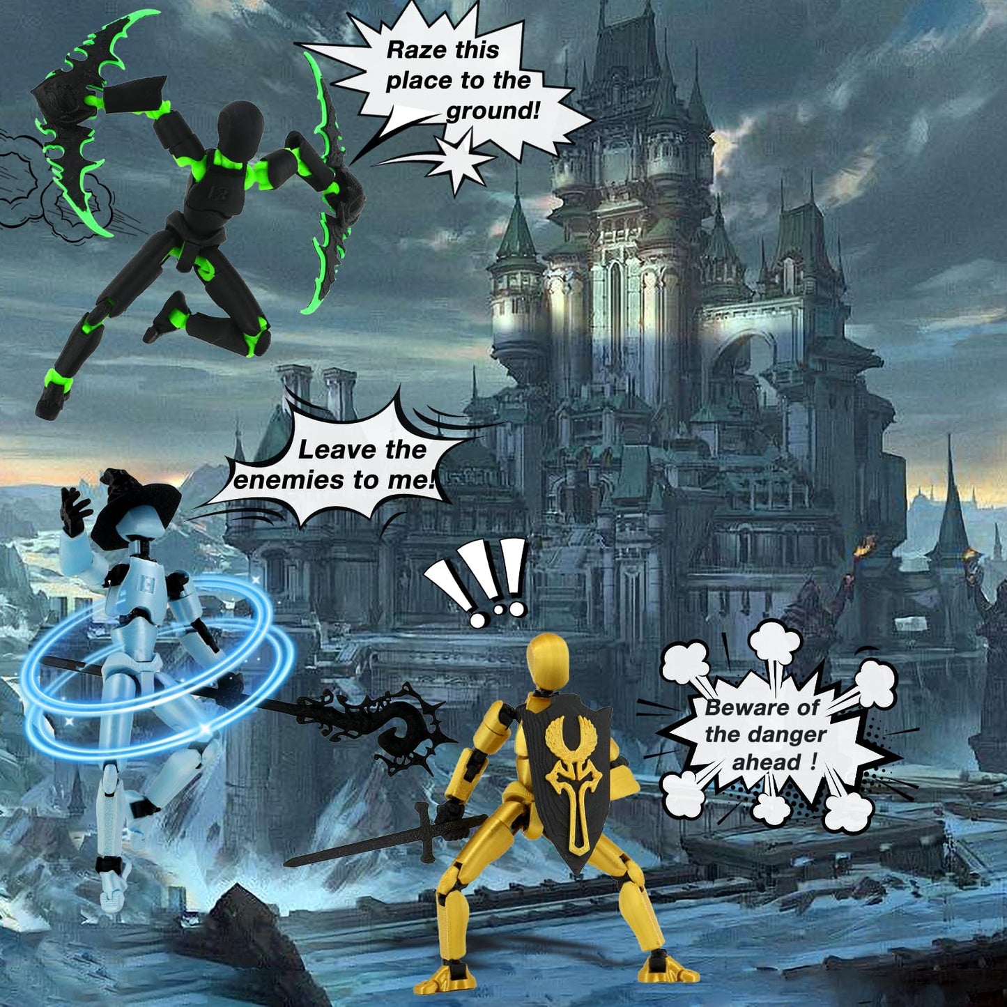 Titan 13 Action Figure Assembly Completed, 5-PACK 3D Printed T Dummy 13