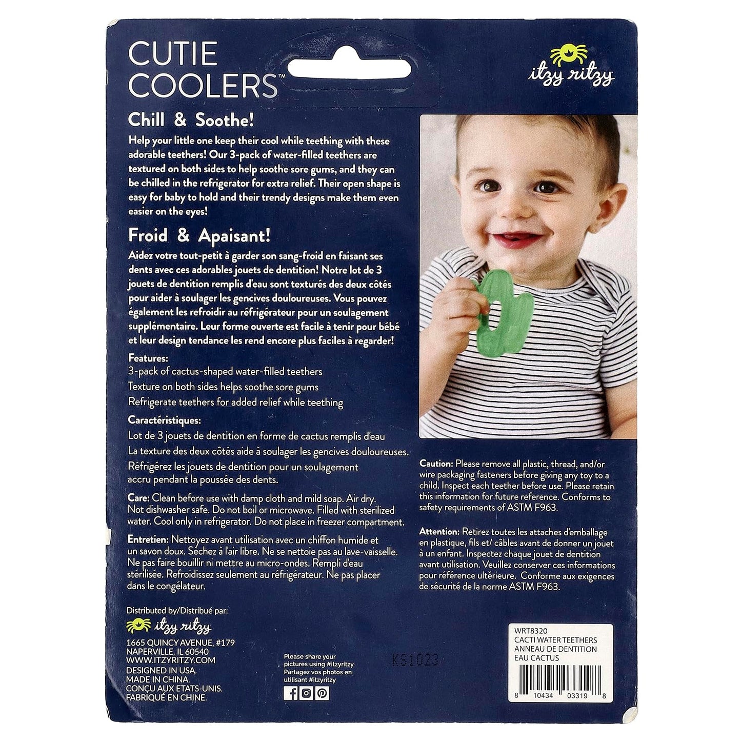Itzy Ritzy Water-Filled Teethers - Cold Cutie Coolers Textured On Both Sides to Massage Sore Gums & Emerging Teeth - Can Be Chilled in Refrigerator