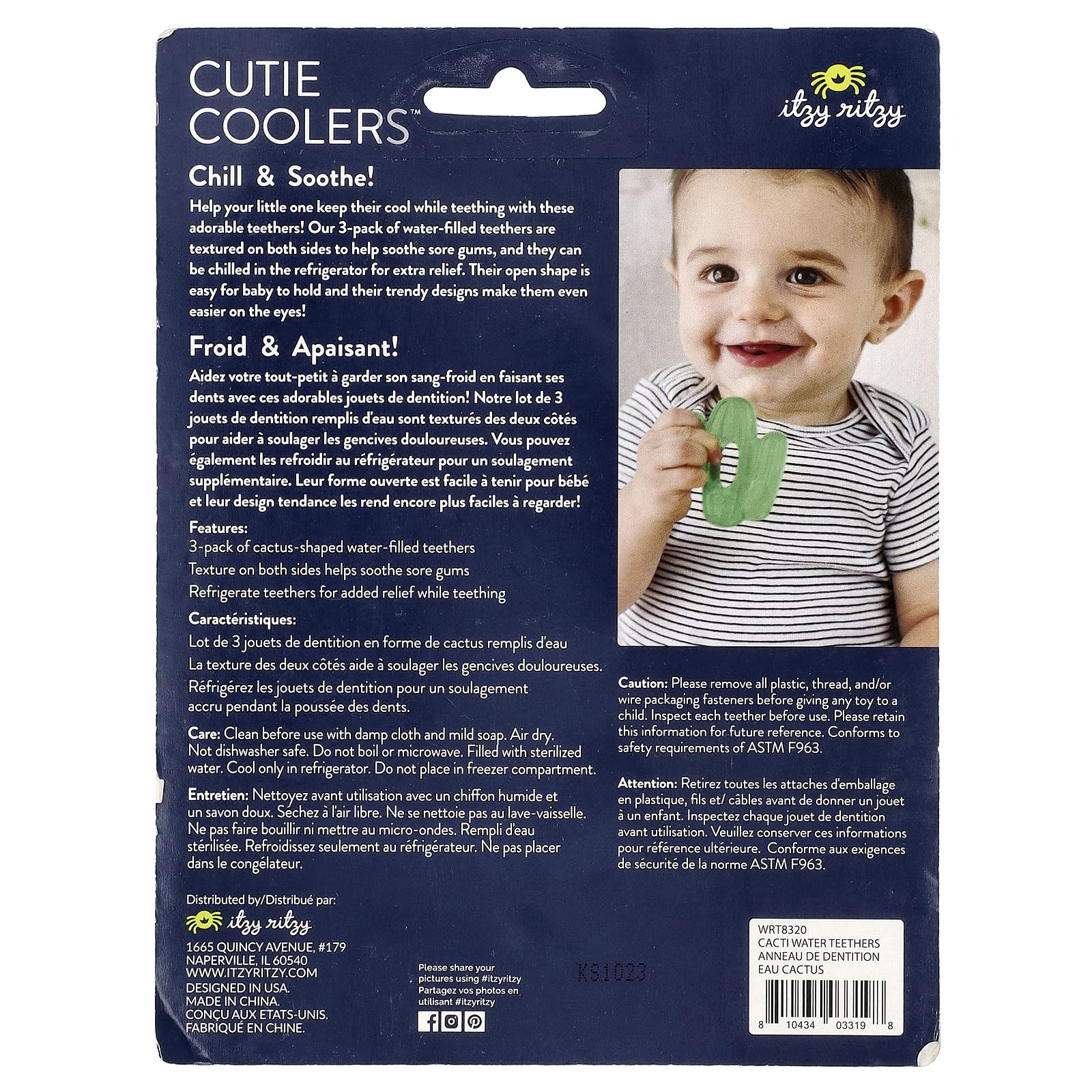 Itzy Ritzy Water-Filled Teethers - Cold Cutie Coolers Textured On Both Sides to Massage Sore Gums & Emerging Teeth - Can Be Chilled in Refrigerator