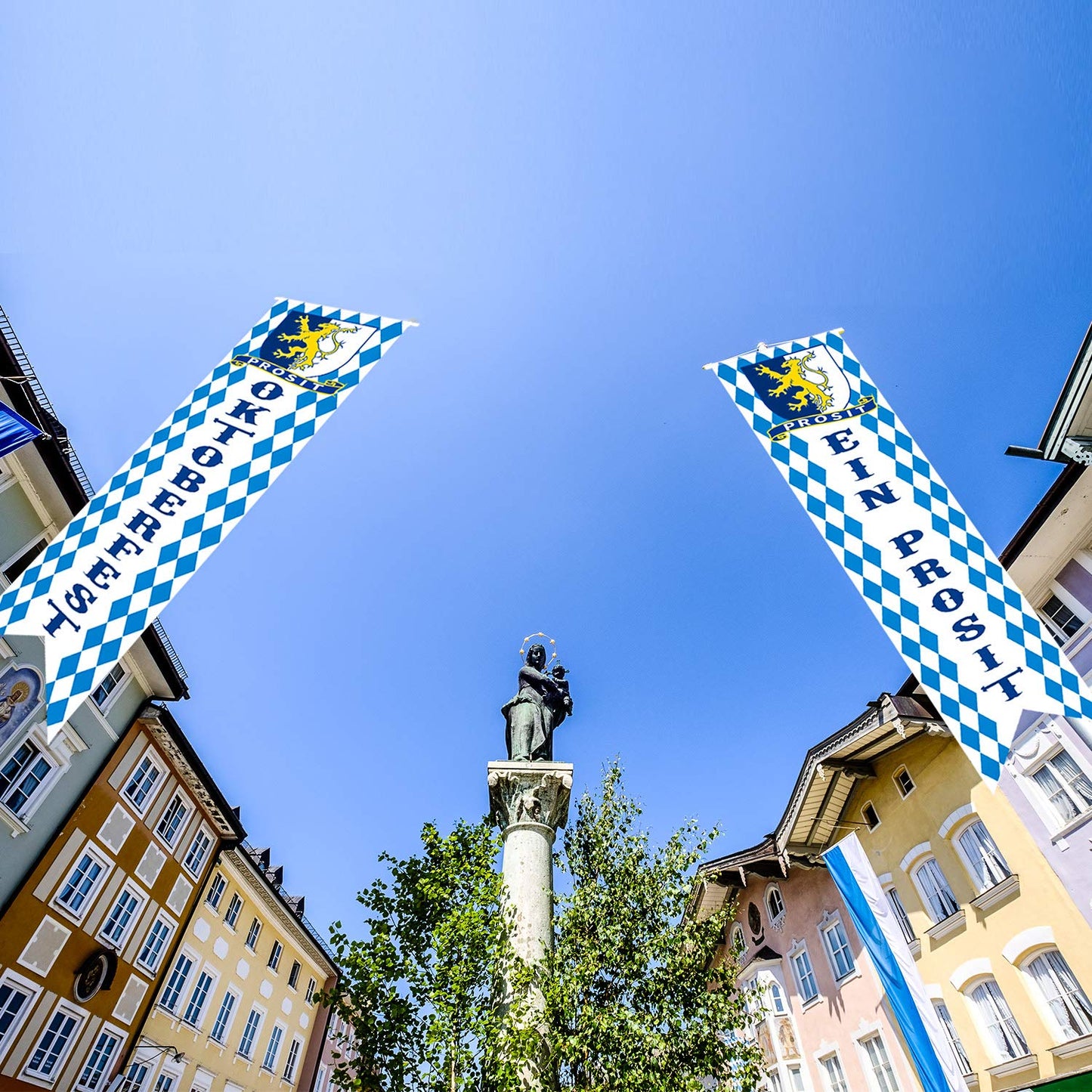 Blulu Oktoberfest Decorations Oktoberfest Banner Sign October Festival Party Decorations Bavarian Check Flag Porch Welcome Banner Flags Decor
