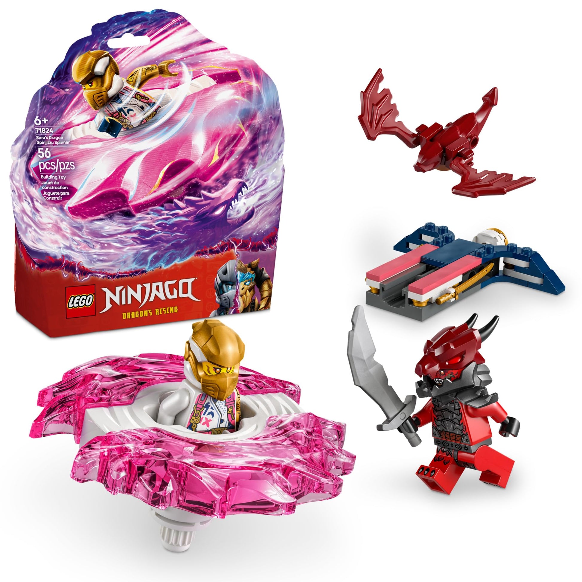 LEGO NINJAGO Sora's Dragon Spinjitzu Spinner - Spinning Blade Battle Building Toy for Kids, Boys and Girls, Ages 6+ - with 2 Minifigures - Gift Idea