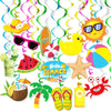 Summer Pool Beach Hanging Swirls Banner Decor 30 Pack Foil Ceiling Hanging Swirls Streams Banner Decorations Garland for Kids Luau Hawaii Celebrating