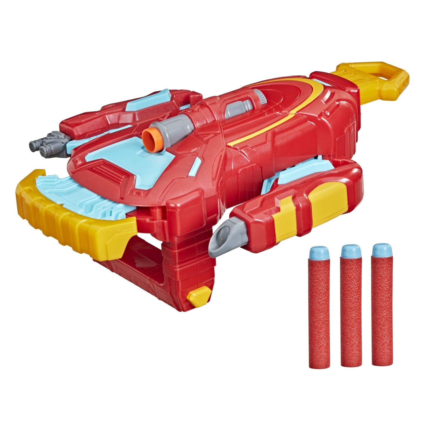 Avengers Marvel Mech Strike Iron Man Strikeshot Gauntlet Role Play Toy with 3 NERF Darts, Pull Handle to Expand, for Kids Ages 5 and Up