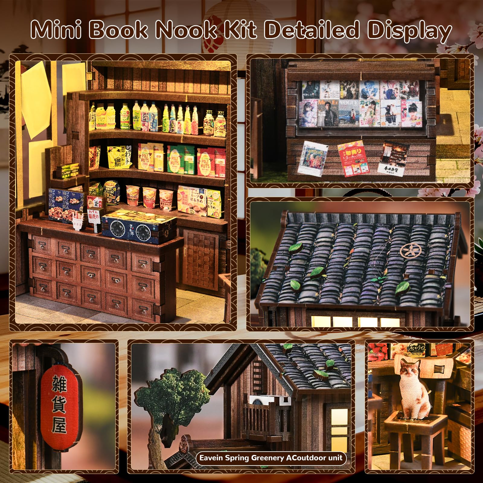 Book Nooks for Adults, DIY Miniature Dollhouse Book Nook Kit, Teens and Beginners, Japanese BookNook, Model Kits Craft Kits for Adults Teens & Book