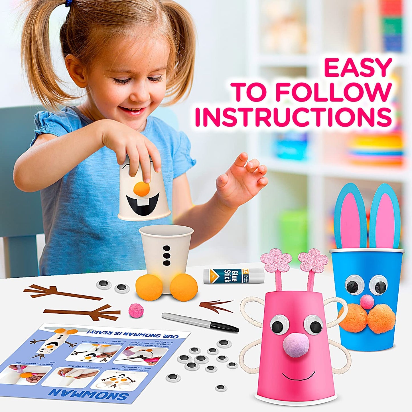 Arts and Crafts for Toddlers & Kids Ages 3-5 - Paper Cup Craft Kit, 8 Animal Projects - Fun Preschool Activity for Girls & Boys