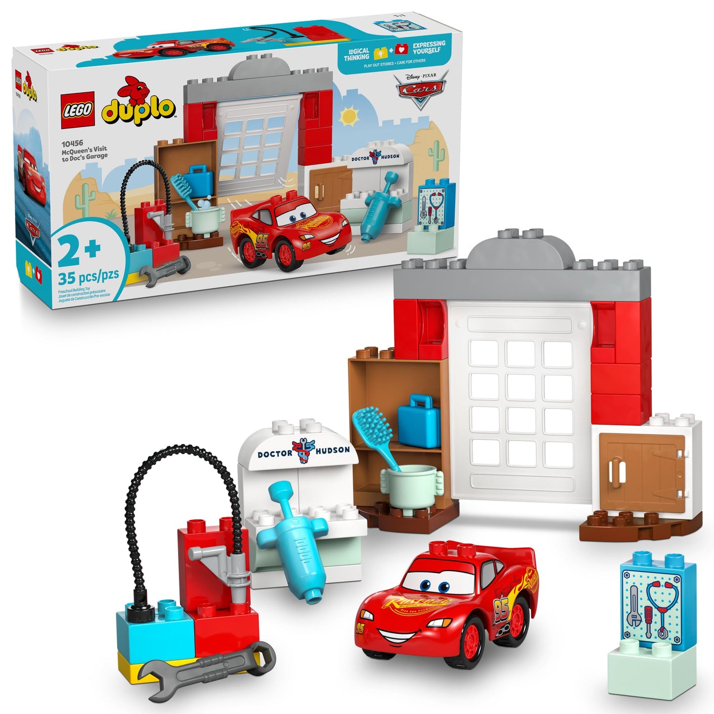 LEGO DUPLO Disney and Pixar Cars McQueen’s Visit to Doc’s Garage - Lightning McQueen Cars Toy for Toddlers, Preschool Boys and Girls 2+ - Gift for