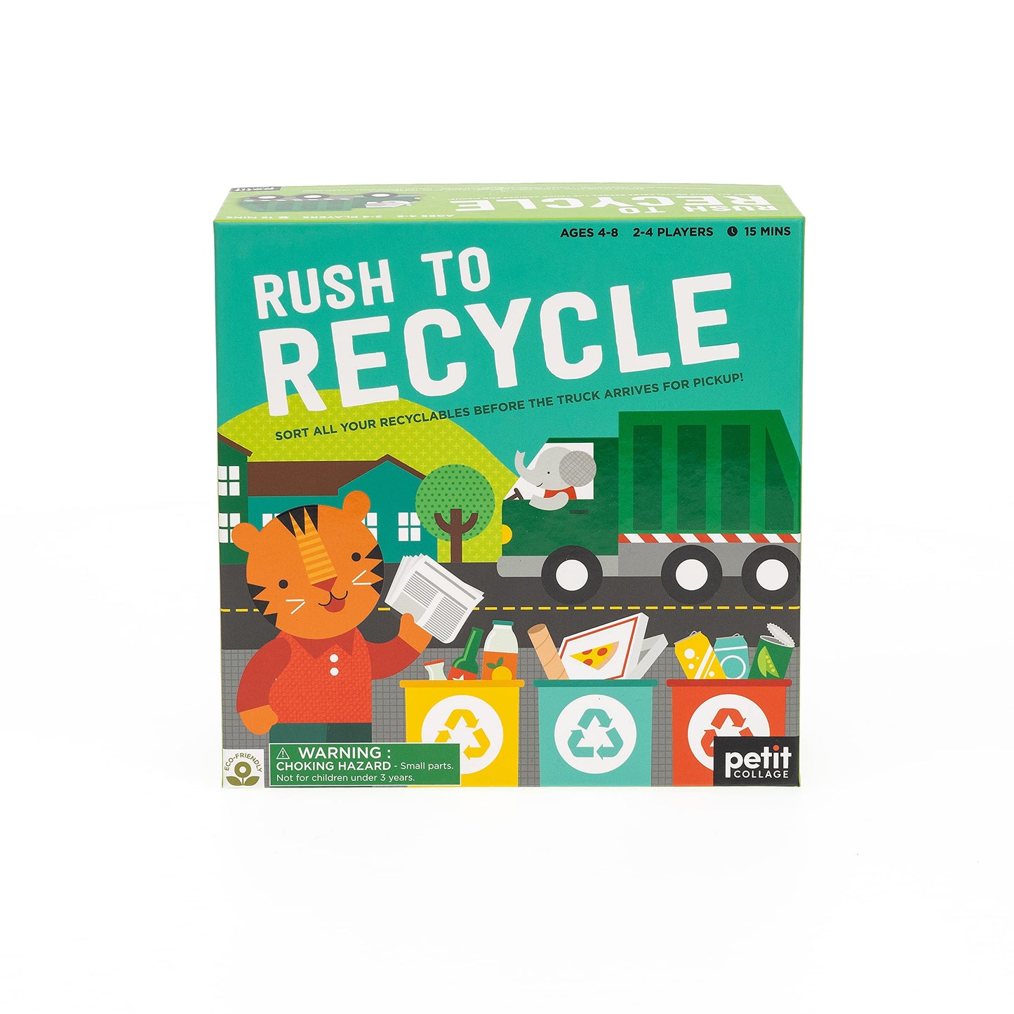 Petit Collage: Rush to Recycle | Teach Kids About Recycling| Sort All the Recyclibles Before the Truck Comes | Made with Recycled Card and Vegetable