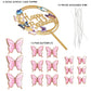 Butterfly Cake Toppers Decorations - 1 Big Happy Birthday Cake Topper & 15Pcs 3D Pink Gold Butterfly Cupcake Toppers - Party Supplies for Decorating