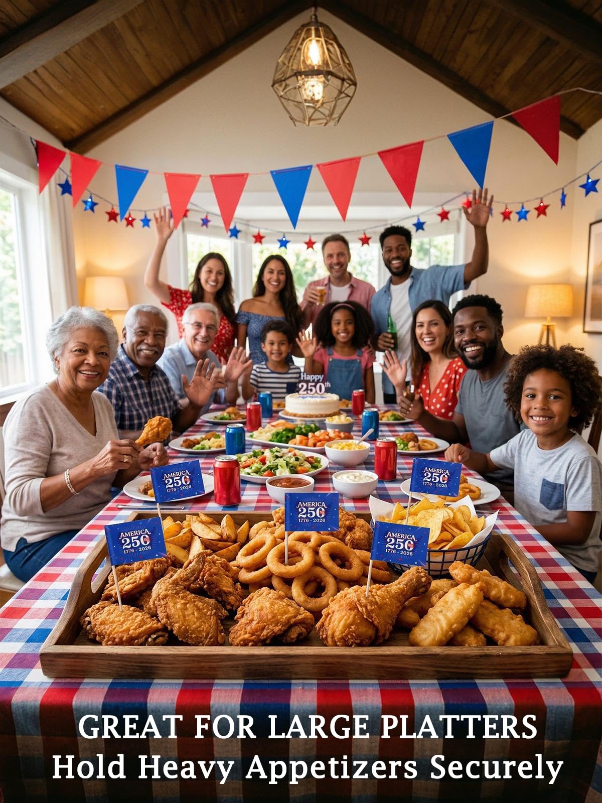 100 Pack America 250 Merchandise Toothpick Flags - Eco-Friendly USA 250th Anniversary Party Supplies & Cupcake Toppers - 1776-2026 Patriotic Mini Food
