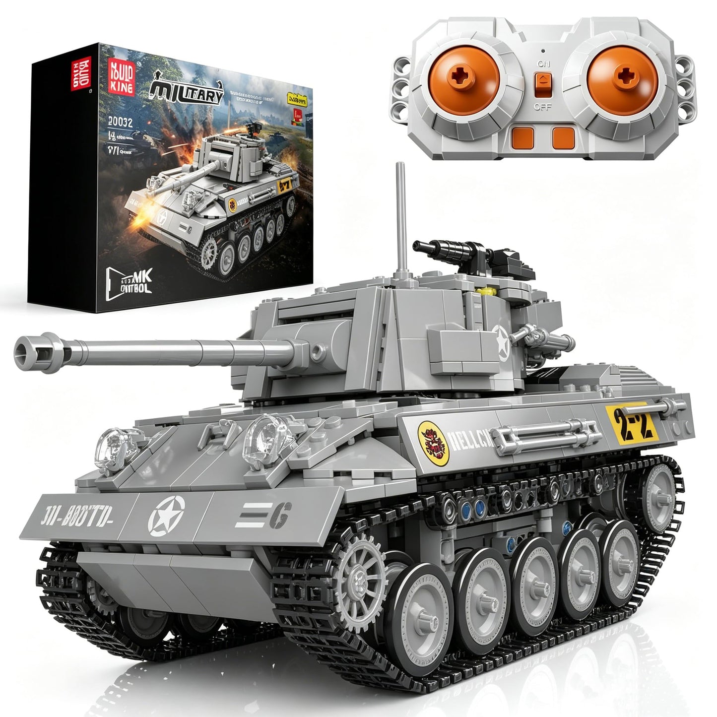 Mould King RC Tiger Tank Building Set, 971 Pcs WW2 Military Tank Model