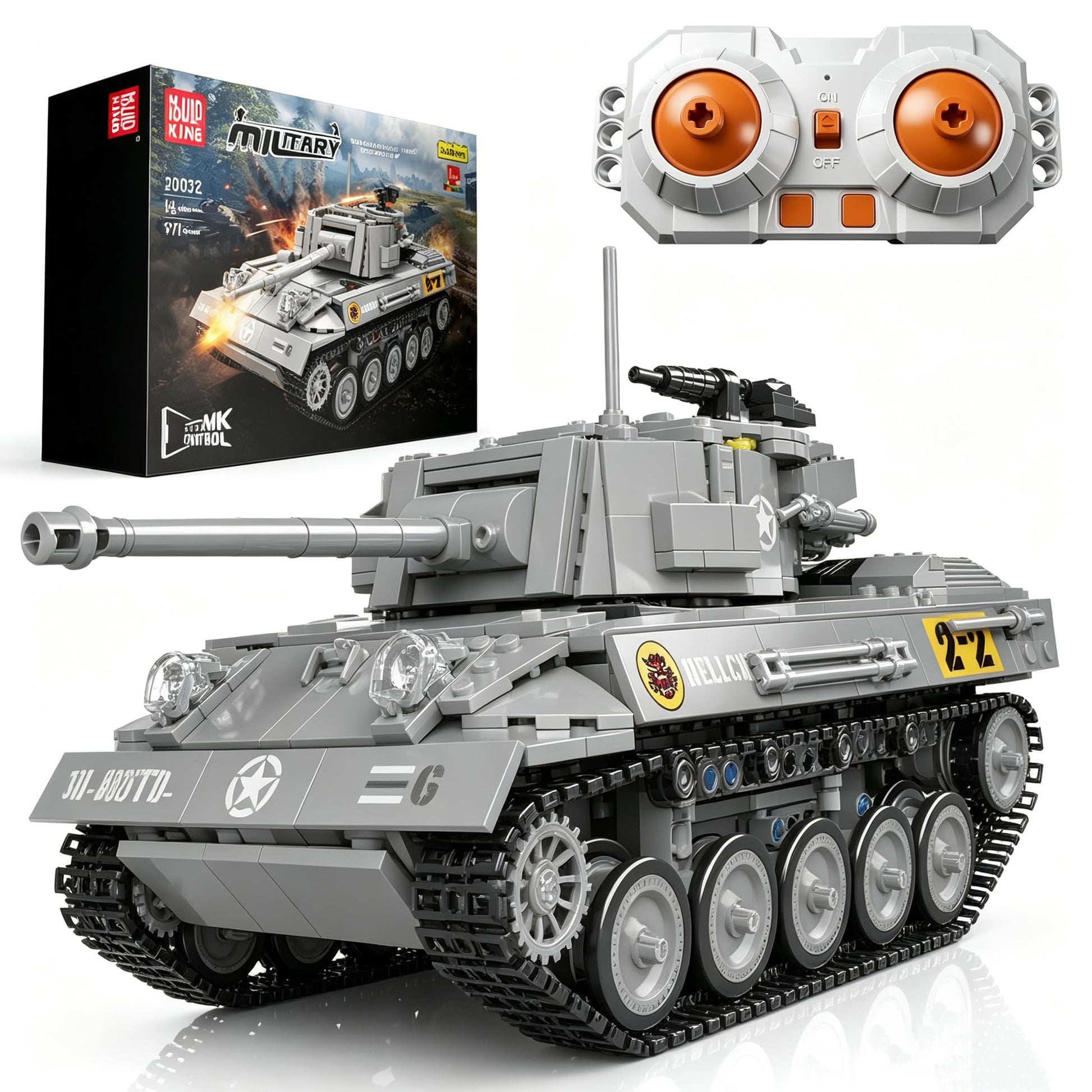 Mould King RC Tiger Tank Building Set, 971 Pcs WW2 Military Tank Model