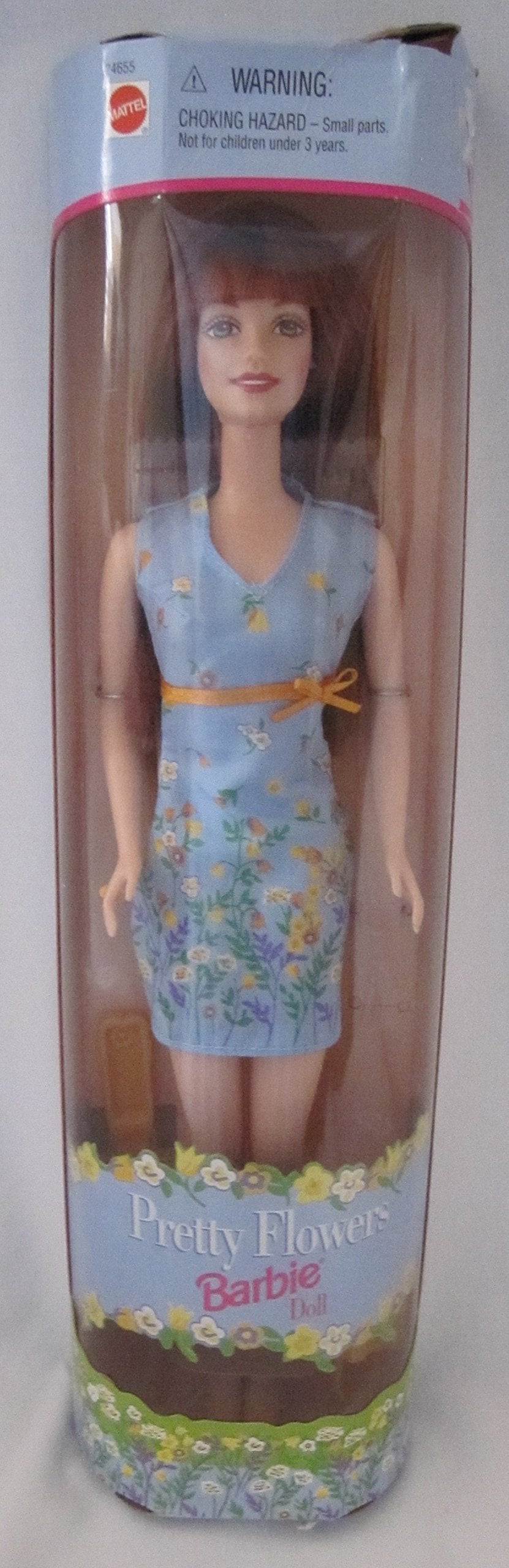 Barbie Pretty Flowers Doll Redhead / Auburn in Blue Spring Dress