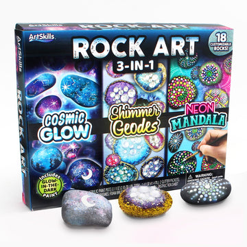 ArtSkills Rock Painting Kit - 18 Rocks - Geode, Mandala & Glow in the Dark Rock Painting, Arts and Crafts for Kids
